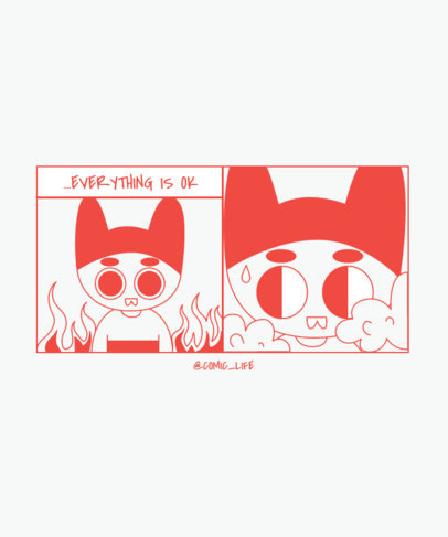 Funny T-Shirt Design Generator Featuring a Cartoonish Character in a Burning Room 3353h