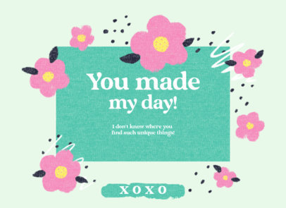 Greeting Card Design Template with Graphics of Flowers