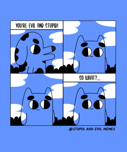 T-Shirt Design Template Featuring a Mean Dog and an Indifferent Cat 3353g