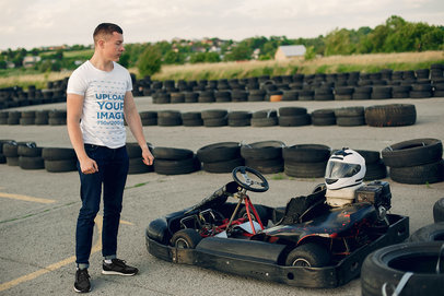 T-Shirt Mockup of a Man About to Drive a Go-Kart 43173-r-el2