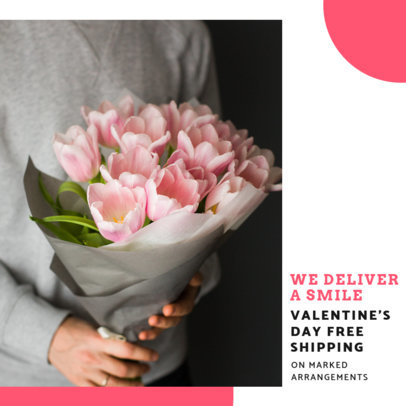 Instagram Post Design Template for Valentine's Day Flower Deals 