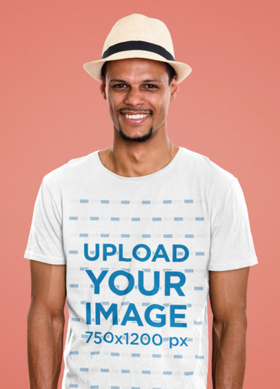 T-Shirt Mockup of a Happy Man Wearing a Havana Hat 46790-r-el2