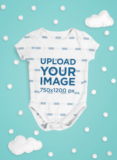 Sublimated Onesie Mockup Featuring a Cloudy Background m1124