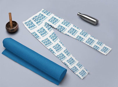 Leggings Mockup Featuring Yoga Paraphernalia