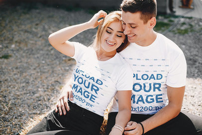 T-Shirt Mockup Featuring a Couple Hugging Each Other 41558-r-el2