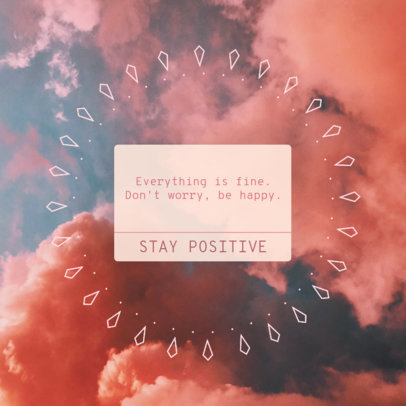 Instagram Post Template Featuring a Cloudy Background and a Positive Reminder