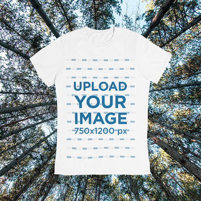 Spring-Themed T-Shirt Mockup Featuring a Customizable Background m1418
