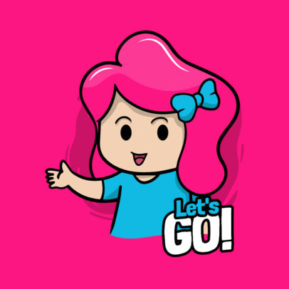 Cartoonish Sticker Design Template Featuring a Female Character