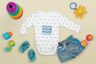 Mockup of a Baby Onesie with a Summer Outfit M1127