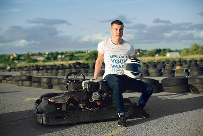 T-Shirt Mockup of a Man Sitting on a Go-Kart 41514-r-el2