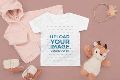 T-Shirt Mockup Featuring a Baby Girl's Outfit