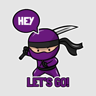 Ninja-Themed Sticker Design Template with a Speech Balloon 3444d-el1