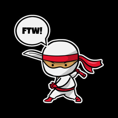 Sticker Design Maker Featuring a Chibi Ninja Going for the Win 3444e-el1