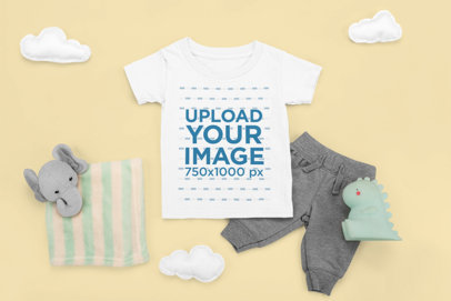 T-Shirt Mockup Featuring a Comfy Outfit for a Baby