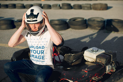 T-Shirt Mockup of a Man About to Ride a Go-Kart 41513-r-el2