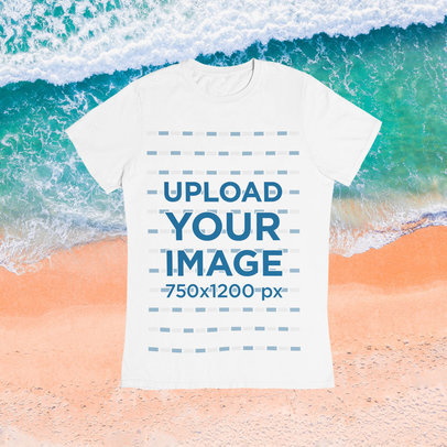 Basic T-Shirt Mockup Featuring a Summer Background m1501
