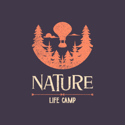 Camping Logo Template with a Graphic of a Forest Landscape