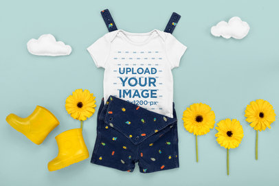 Onesie Mockup Featuring an Outfit and a Cute Setting M1148