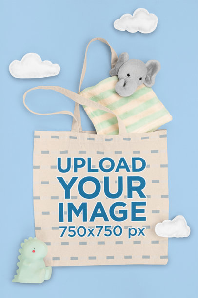 Mockup of a Tote Bag with Baby Toys