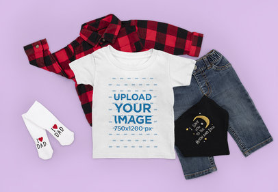 T-Shirt Mockup Featuring a Toddler's Outfit