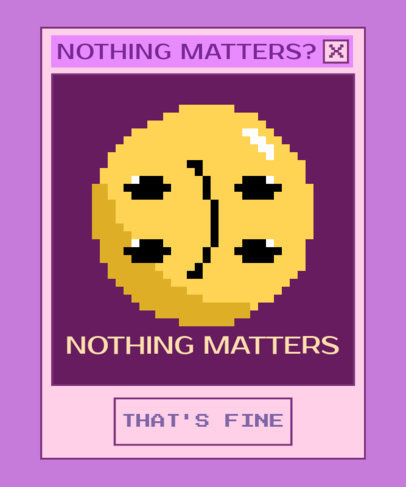 Funny T-Shirt Design Template Featuring a 8-bit Emoticon