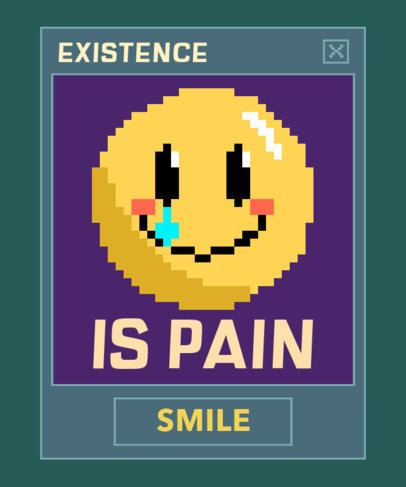 T-Shirt Design Creator with a Happy Crying 8-bit Emoticon