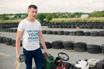 T-Shirt Mockup Featuring a Man at a Go-Karts Track 43174-r-el2