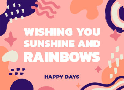Greeting Card Design Template with Good Wishes and Colorful Illustrations