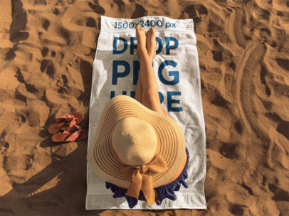 Girl Sunbathing on a Beach Towel Template a14887