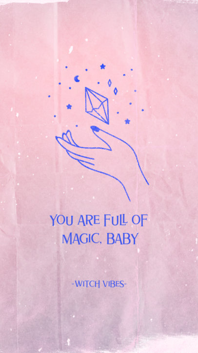Instagram Story Template Featuring an Illustration of a Hand and a Magic Crystal