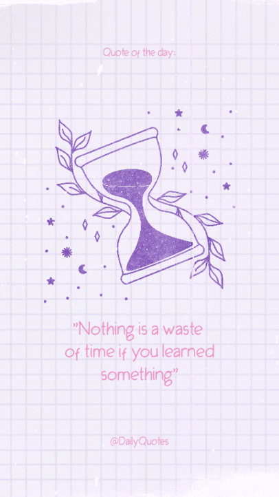 Instagram Story Maker Featuring a Quote on Time and an Hourglass Clipart 3339m