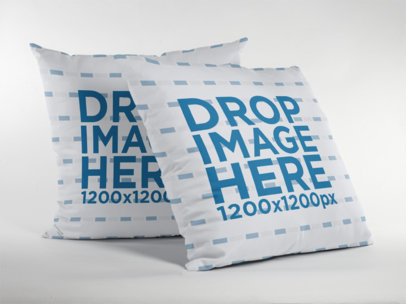 Pair of Pillows Mockup Standing on a White Surface