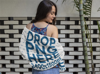Mockup of a Pretty Girl Wearing a Towel on her Back a14895