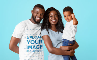 T-Shirt Mockup of a Happy Man With His Family