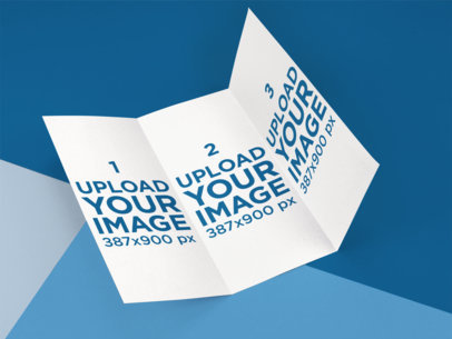Trifold Brochure Mockup Lying on a Multicolor Surface
