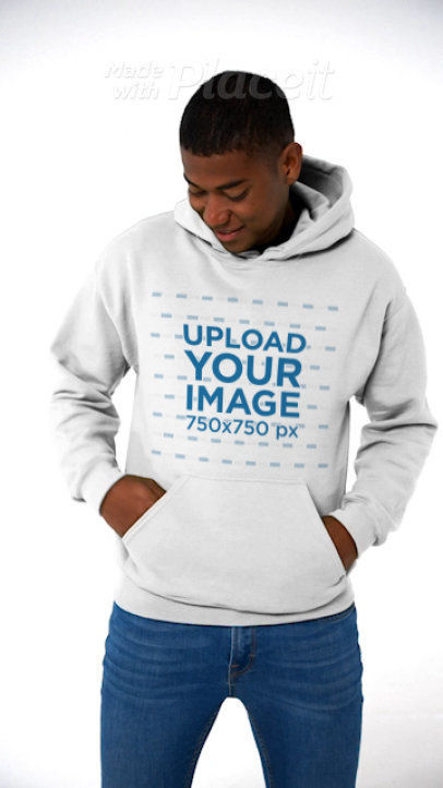 Pullover Hoodie Video Featuring a Man Standing in a Studio