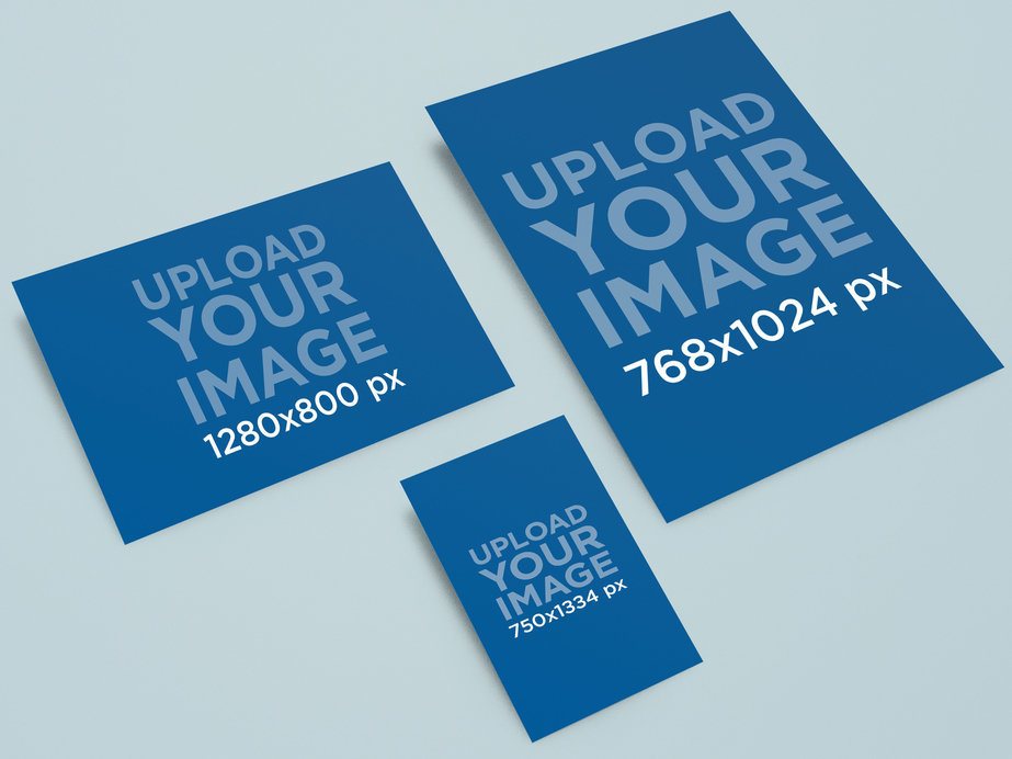 Mockup of Portrait iPad Browser and Portrait iPhone Screenshots Flotaing Over a Solid Surface