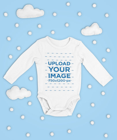 Long Sleeve Onesie Mockup Featuring Little Clouds m1125