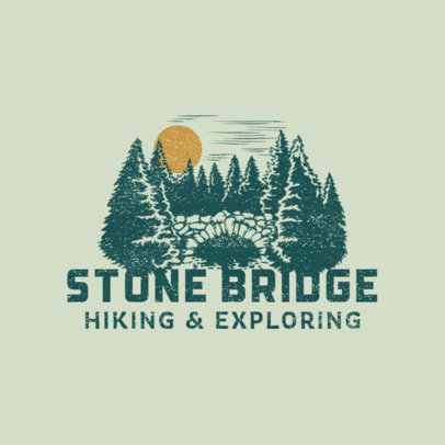 Hiking Logo Template Featuring an Old Bridge Illustration 