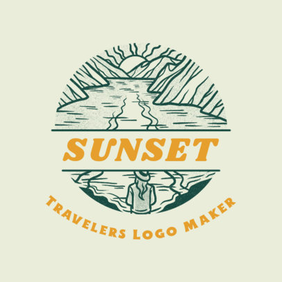 Travel Agency Logo Template Featuring an Outdoors Landscape Graphic