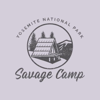 Outdoor Logo Template Featuring a Cabin Illustration 