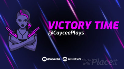 Twitch Starting Soon Screen Video Maker with a Female Character Inspired in Fortnite