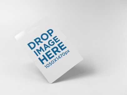 Angled Gift Card Mockup Standing on a Solid Color Surface