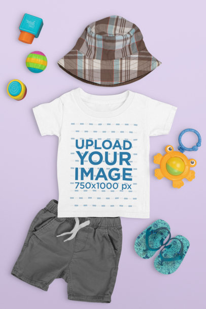 T-Shirt Mockup of a Toddler's Beach Outfit