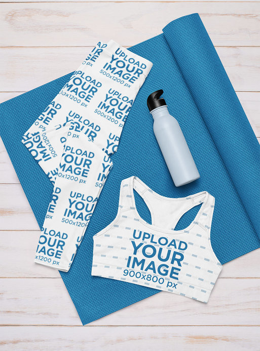 Leggings and Sports Bra Mockup Featuring a Yoga Outfit