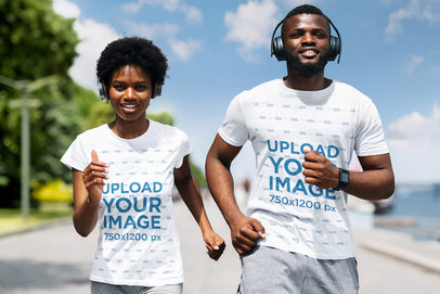 T-Shirt Mockup of a Fit Couple Training Together 45711-r-el2