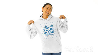 Pullover Hoodie Video of a Woman Posing by a Solid Background 44635v