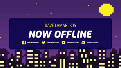 Twitch Offline Banner Template With a Pixel Art Aesthetic and a City Skyline Background 
