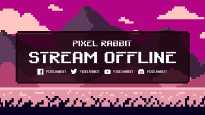 Twitch Offline Banner Maker for Gaming Streamers Featuring a Pixel Art Background 