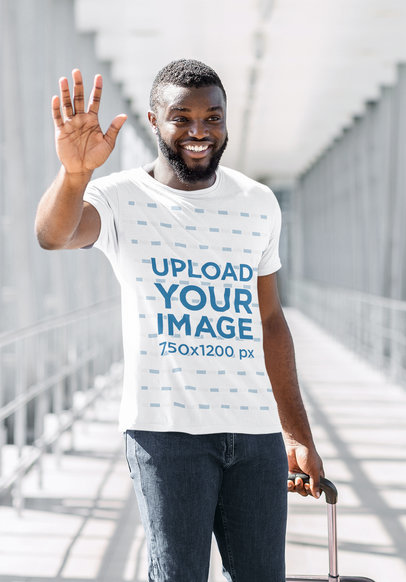 T-Shirt Mockup of a Man Coming Back From a Trip 41586-r-el2